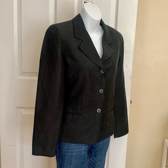 Linen & Silk Blazer Jacket by Smooth Studio. Black Size 6p - Picture 2 of 10